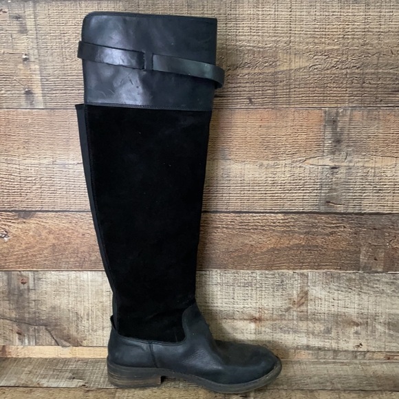 Lucky Brand Nivo black over the knee leather suede boots Size 8.5 - Picture 3 of 11